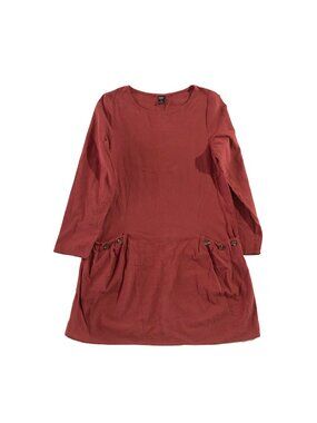 Emery Rose Dress Womens Size XS Red Round Neck Long Sleeve Pockets